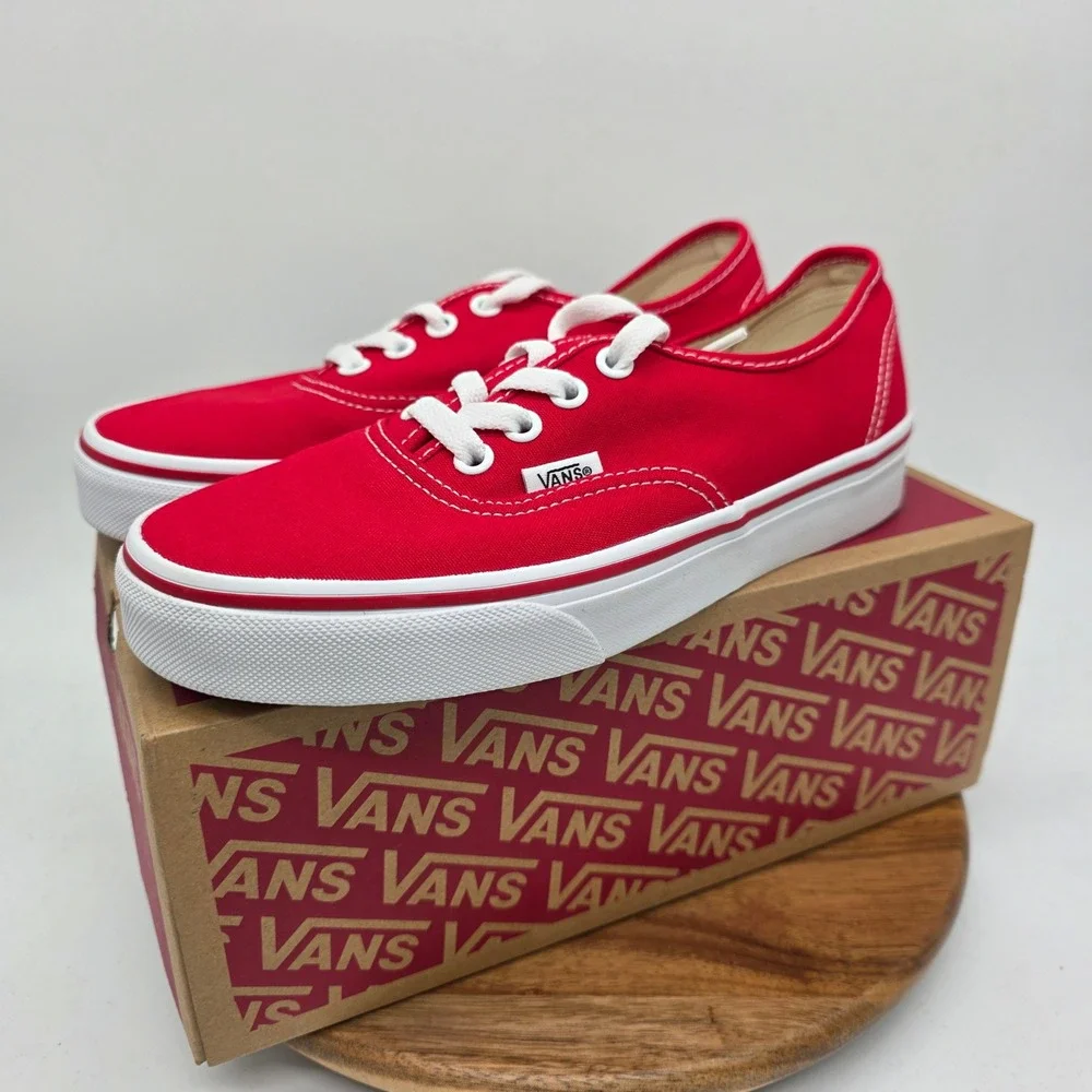 Vans Authentic Red Canvas Low Top Sneakers VN000EE3RED Men's 5 Women's 6.5 New
